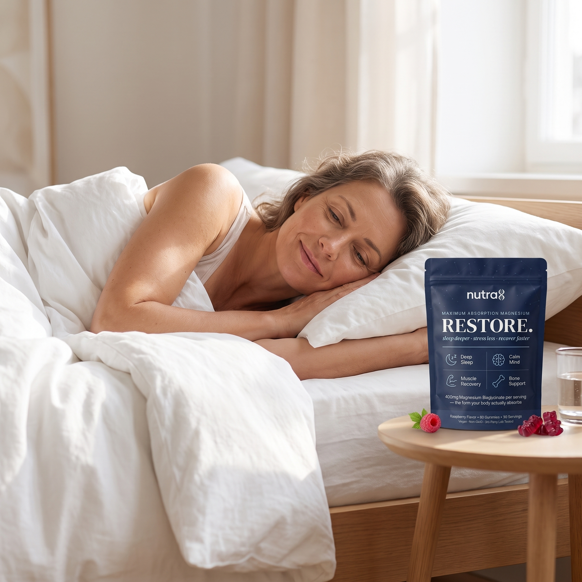 Nutra8 bag on nightstand